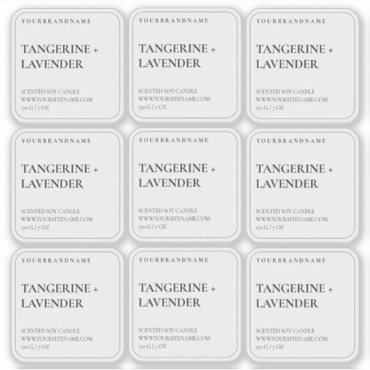 シンプル ミニマリスト クリア キャンドル スクエア シール (正面)