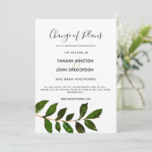 シンプル ミニマリスト グリーン 延期 ウェディング 招待状 (スタンド正面)