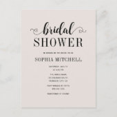 シンプル ミニマリスト スクリプト ハート ブライダル シャワー ポストカード (正面)