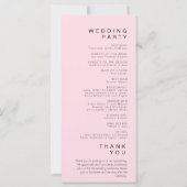 シンプル ミニマリスト ソフトピンク 結婚式プログラム (裏面)