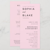 シンプル ミニマリスト ソフトピンク 結婚式プログラム (正面/裏面)