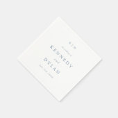 シンプル ミニマリスト ダスティーブルー ウェディング モノグラム スタンダードカクテルナプキン (角)