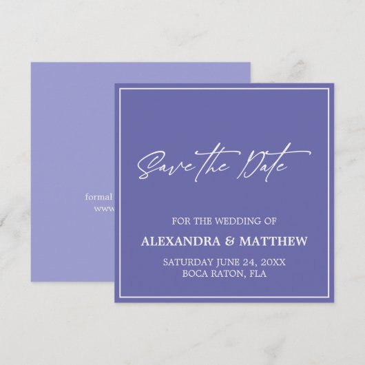 シンプル ミニマリスト パープル セーブザデート (正面/裏面)