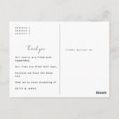 シンプル ミニマリスト フォト ベビーシャワー 感謝カード ポストカード (裏面)