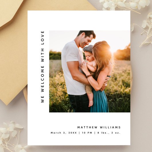 シンプル ミニマリスト フォト ベビーシャワー 感謝カード ポストカード