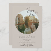 シンプル ミニマリスト フォト | ベージュ ウェディング 招待状 (正面/裏面)