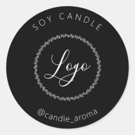 シンプル ミニマリスト ロゴ キャンドル パッケージ ブラック ホワイト ラウンドシール