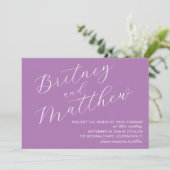 シンプル ミニマリスト 写真 ラベンダー 文字体 結婚式 招待状 (スタンド正面)