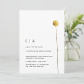 シンプル ミニマリスト 水彩 フローラル ステム イエロー 招待状 (スタンド正面)