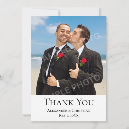 シンプル・ミニマリスト 結婚式 写真 メッセージ 裏面 サンキューカード (正面)