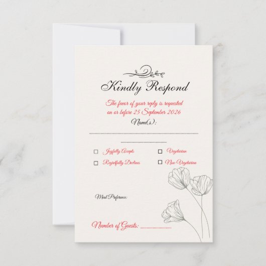 シンプル・ミニマリスト 結婚式 RSVP カード (正面)