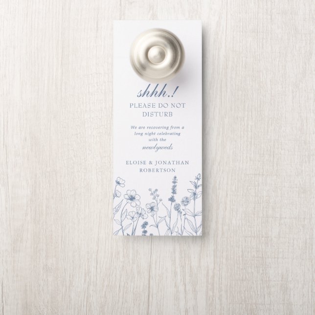 シンプル ミニマリスト 青い野の花 邪魔しないで ドアノブサイン (ノブ)