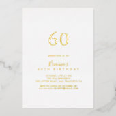 シンプル ミニマリスト 60歳の誕生日パーティ ゴールド 箔招待状 (正面)