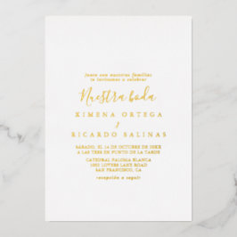 シンプル ミニマリスト Nuestra Boda ウェディング  箔招待状