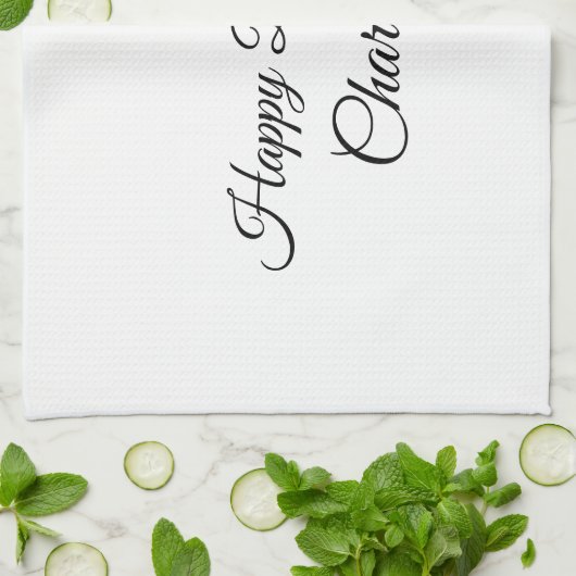 シンプル.ミニマルかわいこちゃん名前の追加ベビーハッピーバースデー キッチンタオル (折り畳み)