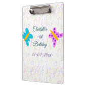 シンプル.ミニマルかわいこちゃん名前の追加ベビーハッピーバースデー クリップボード (左)