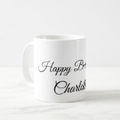 シンプル.ミニマルかわいこちゃん名前の追加ベビーハッピーバースデー コーヒーマグカップ (正面左)