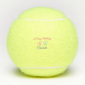 シンプル.ミニマルかわいこちゃん名前の追加ベビーハッピーバースデー テニスボール (正面)