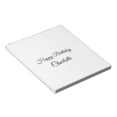 シンプル.ミニマルかわいこちゃん名前の追加ベビーハッピーバースデー ノートパッド (アングル)