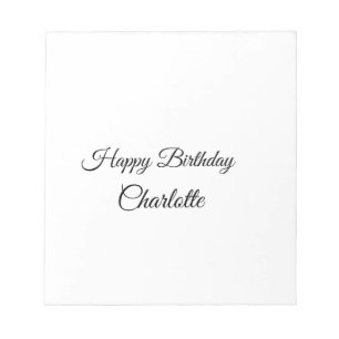 シンプル.ミニマルかわいこちゃん名前の追加ベビーハッピーバースデー ノートパッド