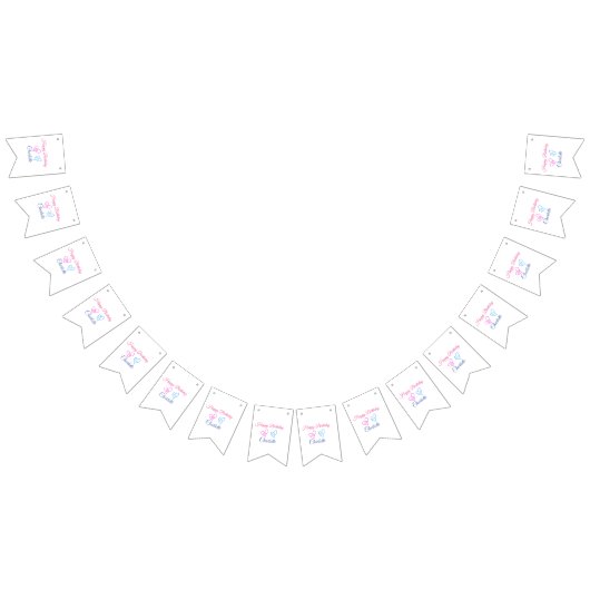 シンプル.ミニマルかわいこちゃん名前の追加ベビーハッピーバースデー バンティングフラッグ (全)