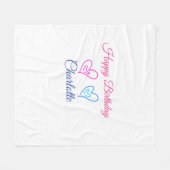 シンプル.ミニマルかわいこちゃん名前の追加ベビーハッピーバースデー フリースブランケット (正面(横))