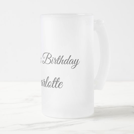 シンプル.ミニマルかわいこちゃん名前の追加ベビーハッピーバースデー フロストグラスビールジョッキ (正面右)