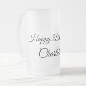 シンプル.ミニマルかわいこちゃん名前の追加ベビーハッピーバースデー フロストグラスビールジョッキ (正面左)