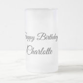シンプル.ミニマルかわいこちゃん名前の追加ベビーハッピーバースデー フロストグラスビールジョッキ (中央)