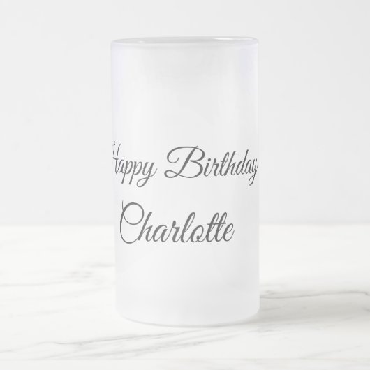 シンプル.ミニマルかわいこちゃん名前の追加ベビーハッピーバースデー フロストグラスビールジョッキ (中央)
