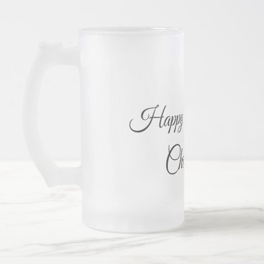 シンプル.ミニマルかわいこちゃん名前の追加ベビーハッピーバースデー フロストグラスビールジョッキ (左)