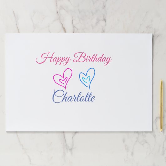 シンプル.ミニマルかわいこちゃん名前の追加ベビーハッピーバースデー ペーパーパッド (インサイチュ)