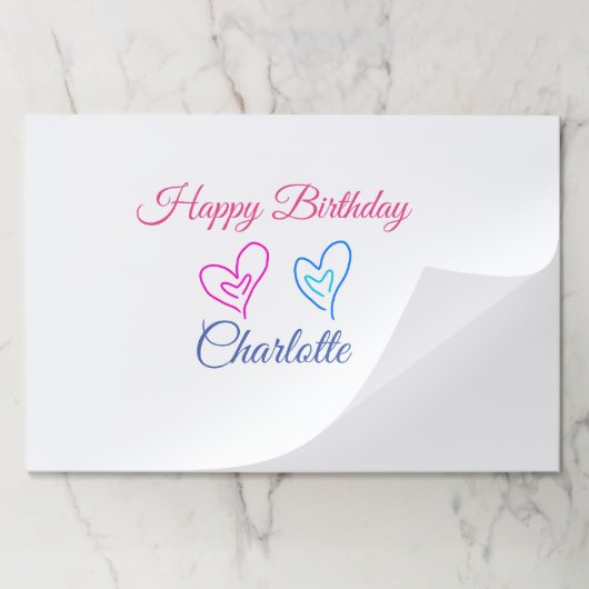 シンプル.ミニマルかわいこちゃん名前の追加ベビーハッピーバースデー ペーパーパッド (折り畳み)