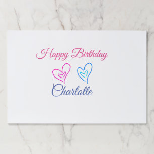 シンプル.ミニマルかわいこちゃん名前の追加ベビーハッピーバースデー ペーパーパッド