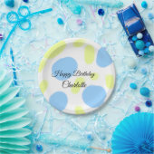 シンプル.ミニマルかわいこちゃん名前の追加ベビーハッピーバースデー ペーパープレート (パーティー)