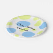 シンプル.ミニマルかわいこちゃん名前の追加ベビーハッピーバースデー ペーパープレート (アングル)