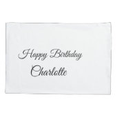 シンプル.ミニマルかわいこちゃん名前の追加ベビーハッピーバースデー 枕カバー (裏面)