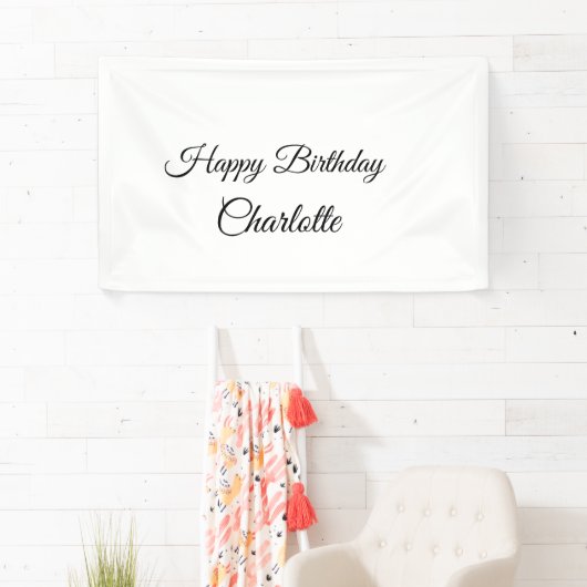 シンプル.ミニマルかわいこちゃん名前の追加ベビーハッピーバースデー 横断幕 (インサイチュ)