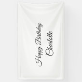 シンプル.ミニマルかわいこちゃん名前の追加ベビーハッピーバースデー 横断幕 (縦)