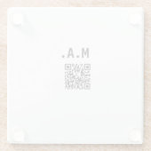 シンプル.ミニマルかわいこちゃん追加名Q Rコードスキャンスロー ガラスコースター (裏面)