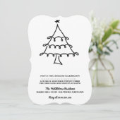 シンプル ミニマルなクリスマスツリー ホリデーパーティー シーズンカード (スタンド正面)