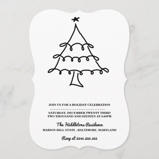 シンプル ミニマルなクリスマスツリー ホリデーパーティー シーズンカード (正面)