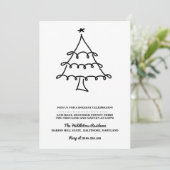 シンプル ミニマルなクリスマスツリー ホリデーパーティー シーズンカード (スタンド正面)