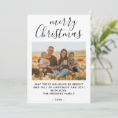 シンプル ミニマルなクリスマス スクリプト ファミリー フォト シーズンカード (スタンド正面)