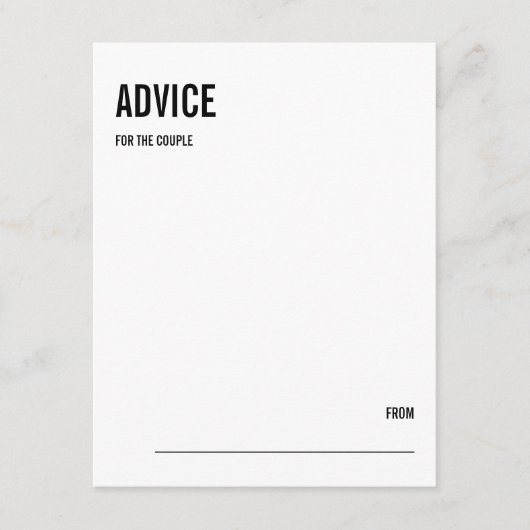 シンプル&ミニマルタイポグラフィ結婚のアドバイスカード アドバイスカード (正面)