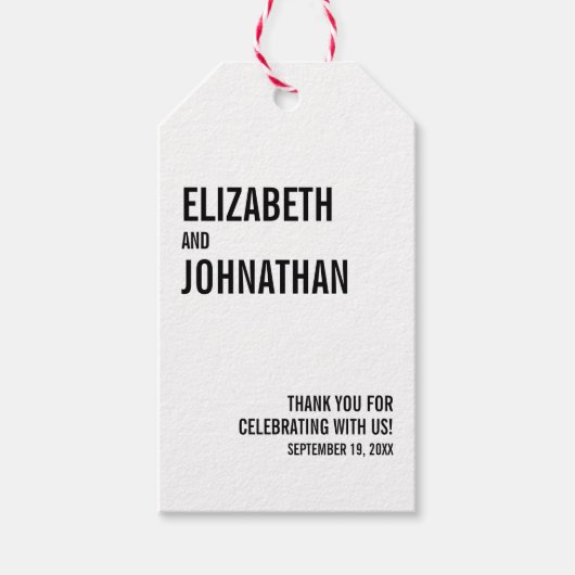 シンプル&ミニマルタイポグラフィ結婚の感謝 ギフトタグ (正面)