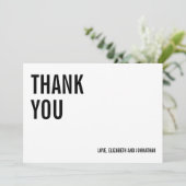 シンプル&ミニマルタイポグラフィ結婚サンキューカード サンキューカード (スタンド正面)