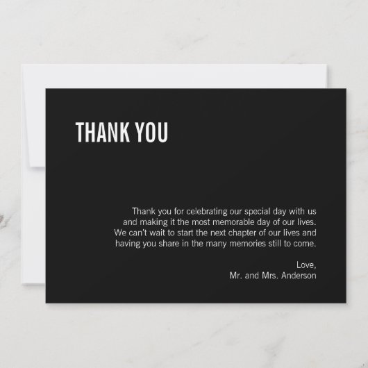 シンプル&ミニマルタイポグラフィ結婚サンキューカード サンキューカード (裏面)