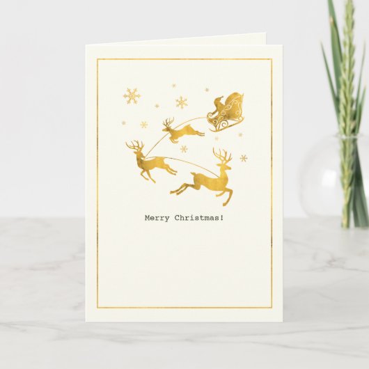 シンプル・ミニマル金ゴールドサンタ・スリー シーズンカード (正面)