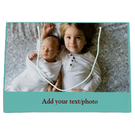 シンプル ミニマル あなたの写真を追加して テキスト クリスマス     L ラージペーパーバッグ